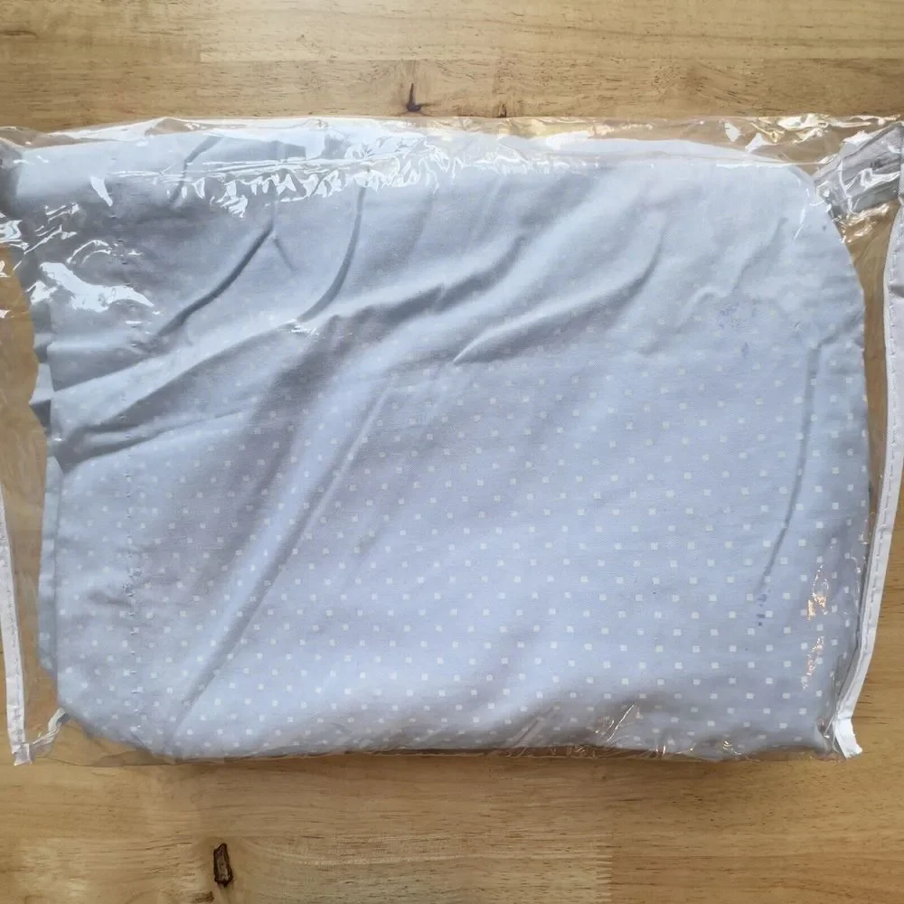 NOS Charisma By Fieldcrest KING Blue & White Classic Dot Bed Skirt Supima Cotton